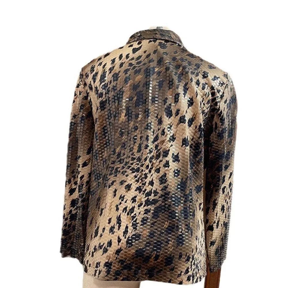 Exclusively Misook Leopard Print Full Zip Jacket Size Large - Picture 3 of 9